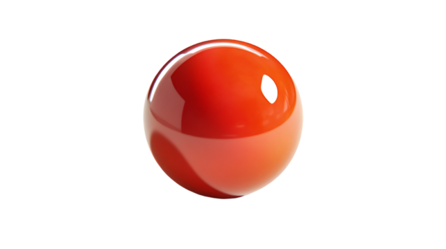 Glossy red sphere sits against a colorful striped background - Powered by Adobe