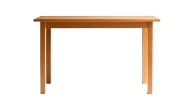 Wooden table rectangular top four legs appears to dining isolated