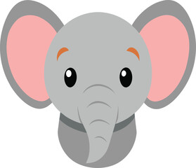 Cute Elephant Head Vector Illustration