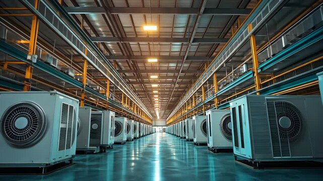 Warehouse Rows of Air Conditioners
