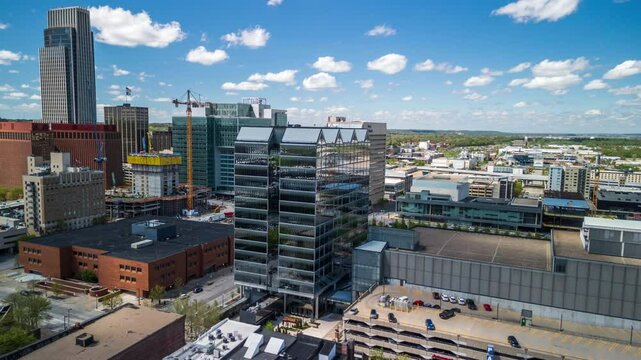 Omaha, Nebraska, USA downtown skyline time lapse.