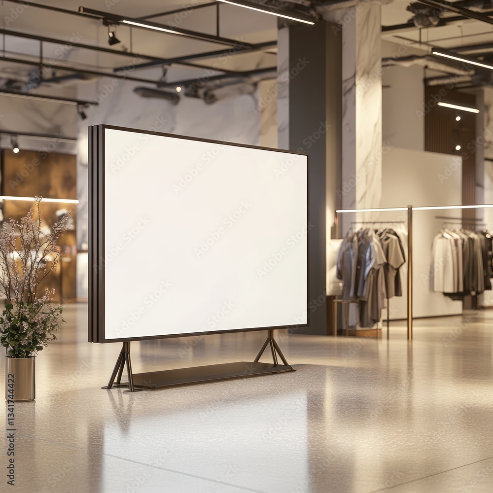 Poster modern retail space featuring an empty display screen
