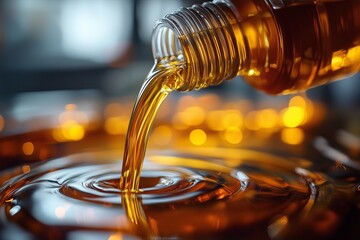 Motor oil pouring