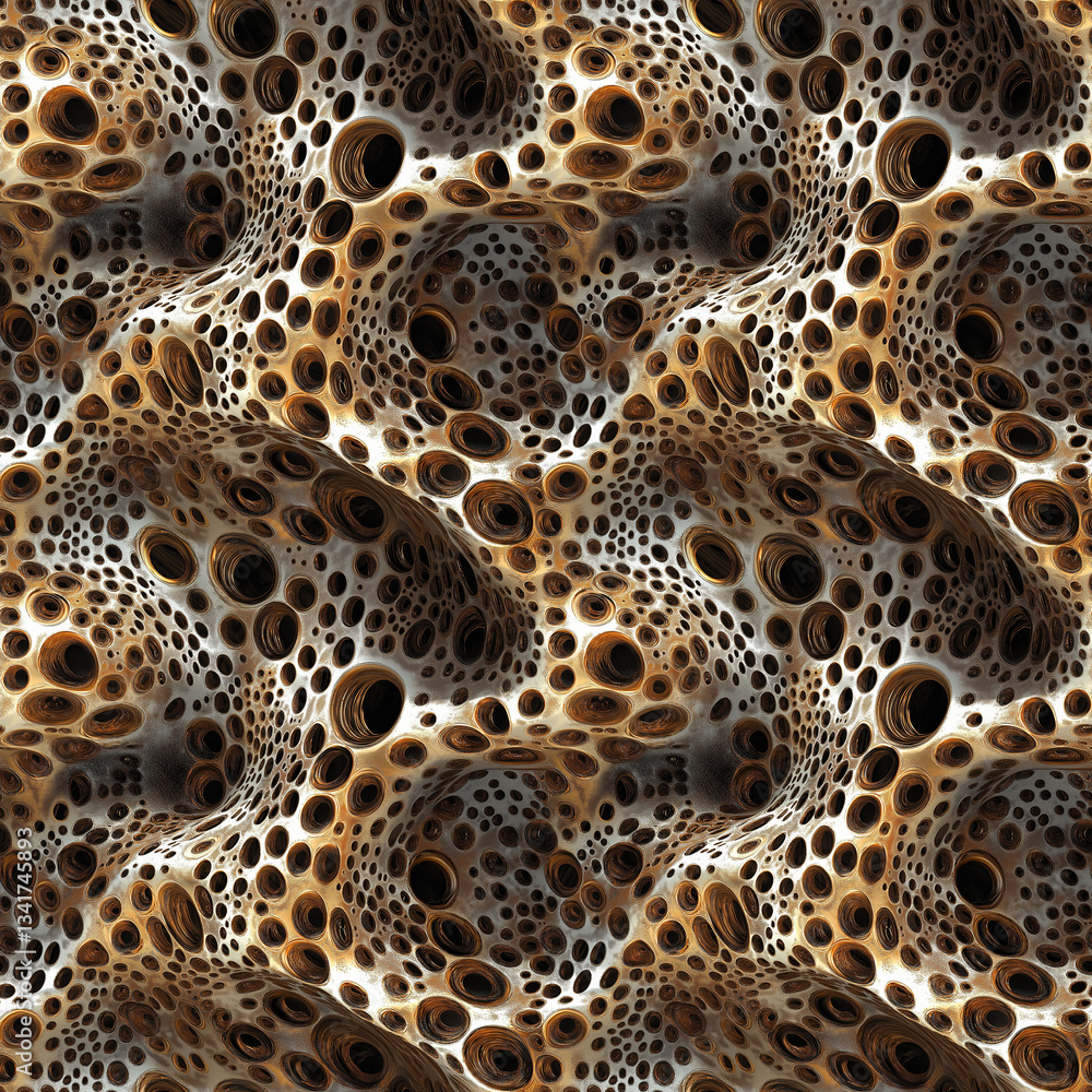 Poster abstract seamless organic pattern with cellular structures in black and beige