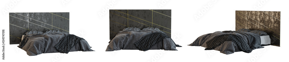 Poster modern bed isolated on transparent background. 3d render.