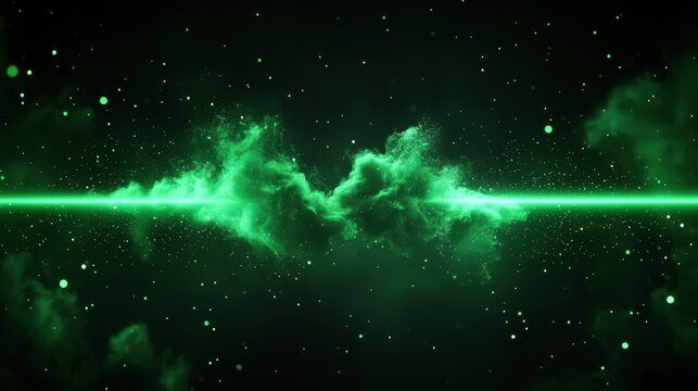 Abstract glowing green particles floating in space, seamless loop for video backgrounds.