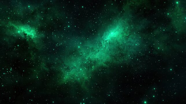 Abstract glowing green particles floating in space, seamless loop for video backgrounds.