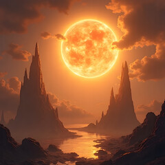 sunset in the mountains