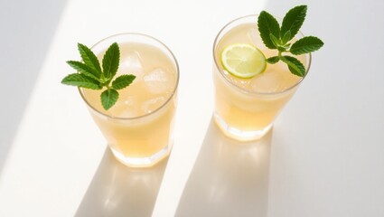 Refreshing mojito cocktail with lime, mint, and ice in a glass, ai generated