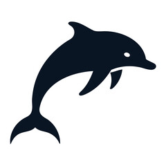 Fototapeta premium Dolphin Black Silhouette Vector High-Quality Illustration on Transparent Background