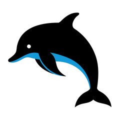 Fototapeta premium Dolphin Black Silhouette on transparent background