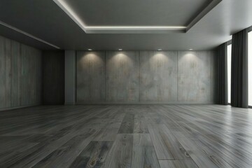empty room with wooden floor and wall