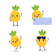 cute happy cartoon pineapple character vector image