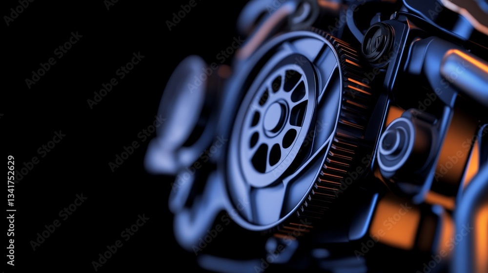 Poster close-up view of a mechanical watch component showcasing intricate details and craftsmanship