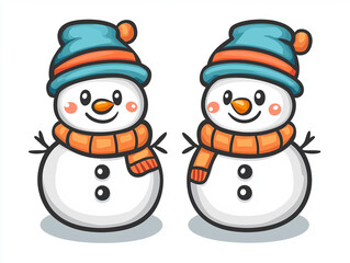 Snowman standing with a broom, charming Christmas artwork