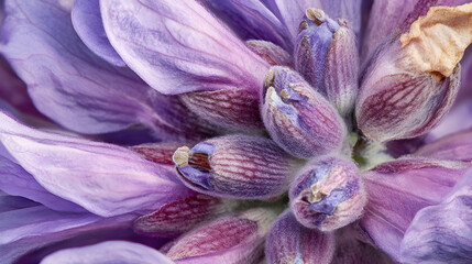 Soft lavender flower buds in close-up with subtle gradient tones

