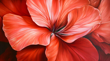 Swirling coral-pink hibiscus with elegant flowing petals
