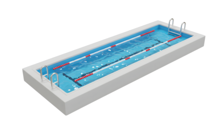 Long Olympic Swimming Pool with Lanes