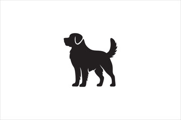 Silhouette dog on isolated white background. vector illustration