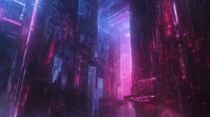 Obraz premium Cyberpunk Cityscape: Neon Dreamscape in a Futuristic Metropolis