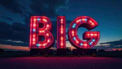 Striped big top under a night sky, bold lettering, faded effect, stars, old fashioned