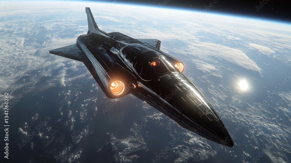 Aufkleber a futuristic spaceplane glides through the upper atmosphere, showcasing its cutting edge design and 
