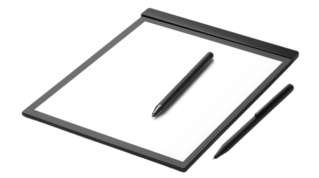 Digital note taking device with stylus on blank screen