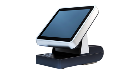 Electronic point of sale terminal with a touchscreen is displayed