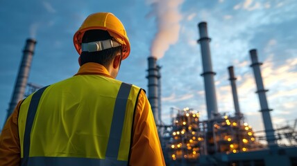 Engineering Oversight: Industrial Worker Inspecting Manufacturing Plant