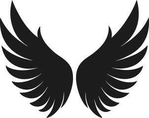 Obraz premium Black Angel Wings Vector – Minimalist and Elegant Feathered Wing Design
