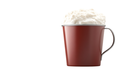 A mug filled with foamy whipped cream like topping