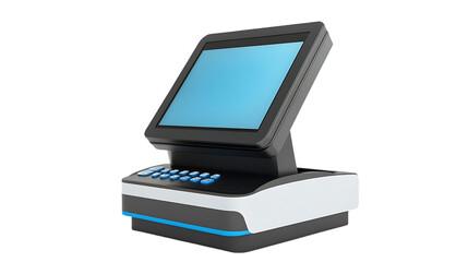 Digital point of sale system register with blank blue screen