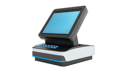 Digital point of sale system register with blank blue screen