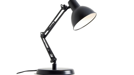 Black adjustable desk lamp provides focused light on surfaces