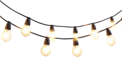 string lights bulbs isolated on white