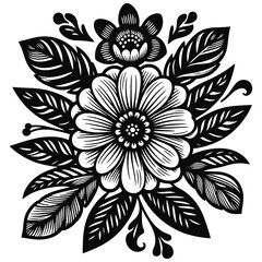 black and white floral ornament