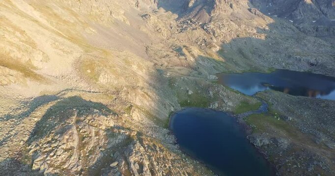 Freshwater resources and glacier lake. Aerial view of the Kackar Mountains