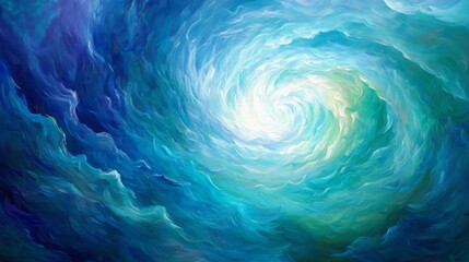 Abstract Blue Green Spiral Vortex Painting