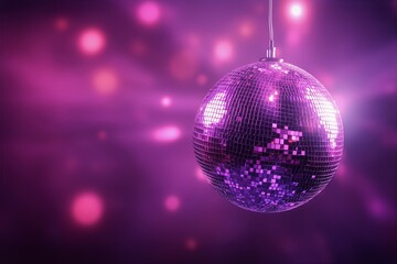 Sparkling Disco Ball Hanging in Vibrant Atmosphere With Colorful Lights at a Dance Event