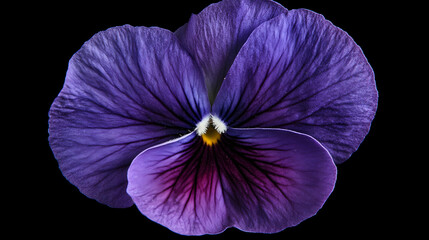 Naklejka premium Close-up of a vibrant purple pansy flower, showcasing intricate petal details and rich purple hues.