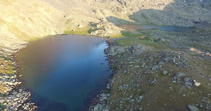 Freshwater resources and glacier lake. Aerial view of the Kackar Mountains