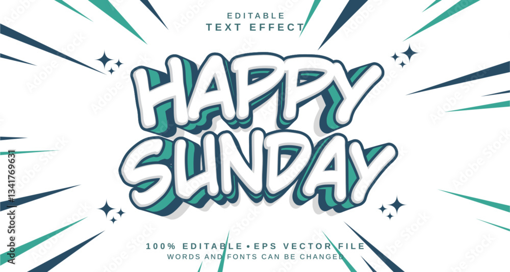Poster editable text style effect - happy sunday text style theme.