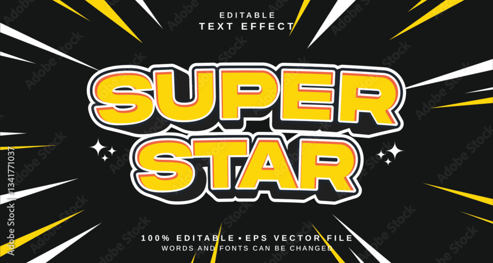 Poster editable text style effect - super star text style theme.