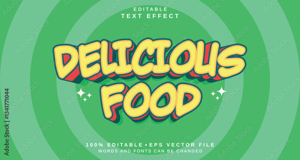 Poster editable text style effect - delicious food text style theme.