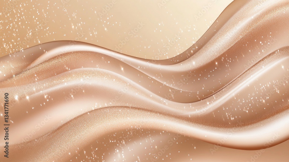 Poster abstract flowing waves with sparkling elements in warm tones creating elegance