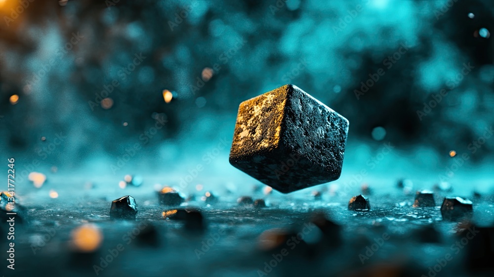 Poster ufo in the form of a cube or other geometric shape