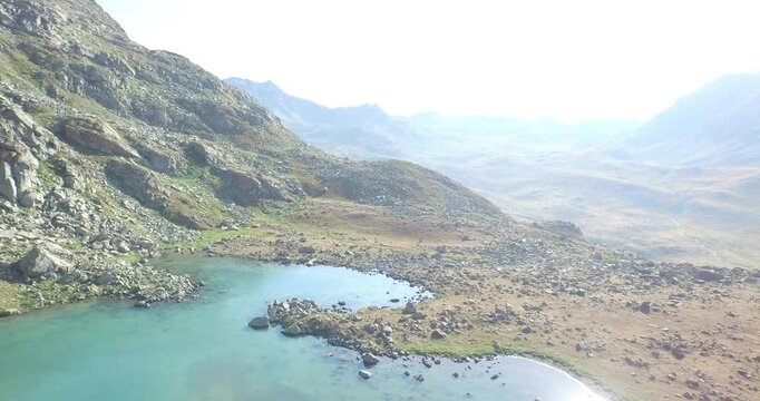 Freshwater resources and glacier lake. Aerial view of the Kackar Mountains