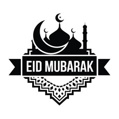 Eid Mubarak flat style decorative greeting background.