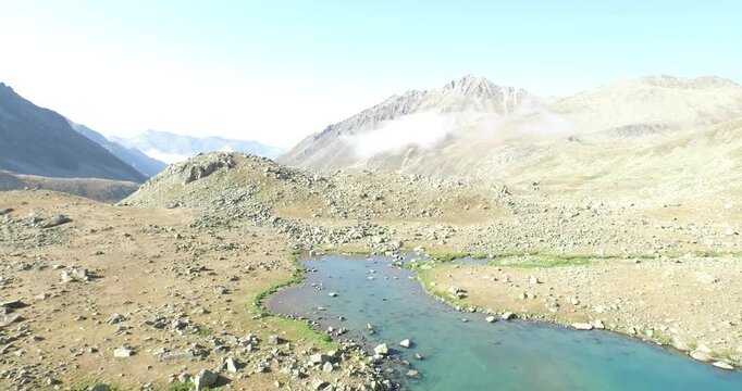 Freshwater resources and glacier lake. Aerial view of the Kackar Mountains