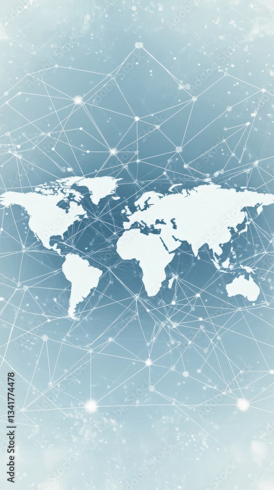 Aufkleber world map with network connections and digital background